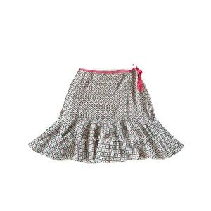 Oscar De La Renta A Line Mini Skirt Sz 12 Ruffle Hem Y2K Indie Sleaze Soft Girl